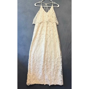 ASTR Dress Crochet Lace Dainty Fairy Whimsical Mesh Tiered Maxi Cottage Ethereal - Picture 1 of 15