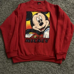 Vintage Adult Disney Mickey Mouse Unlimited Graphic Big Face Sweater Size Large - Picture 1 of 7