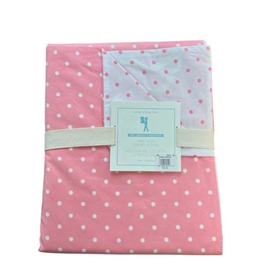 Pottery Barn Organic Pin Dot Duvet Cover Pink Twin Cotton Girls Dorm Room NWT - Image 1 of 4
