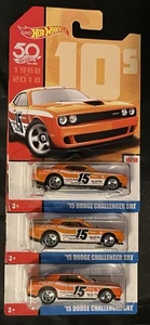 3x Hot Wheels '15 Dodge Challenger SRT Orange #10 - 2018 50th Anniversary Lot - Picture 1 of 1