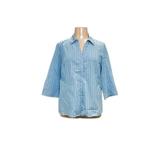 Lee Blue Striped Women's Button-Up Top (2XL) - Picture 1 of 4
