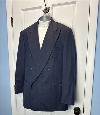 Abrigo Blazer Chaqueta De Colección Nino Cerruti Azul Doble Pecho Deportivo 43L 35W Foto 1 de 4