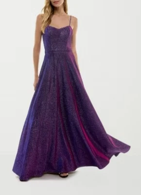 City Triangles Purple Sparkle Formal Gown Long Dress Prom Juniors Size 0 NWT - Image 1 of 4