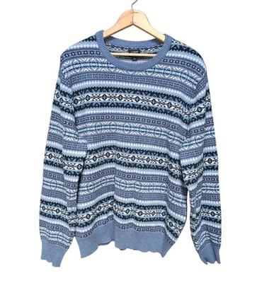 J.Crew Fair Isle Nordic Crew Neck Pullover Sweater Cotton Men's Size LARGE  - Image 1 of 4