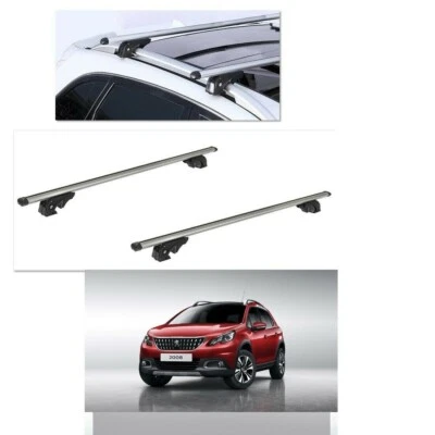 BARRE PORTATUTTO ALLUMINIO PEUGEOT 2008 ANNO 2017 CON RAILS CON SERRATURE K9 - Immagine 1 di 4