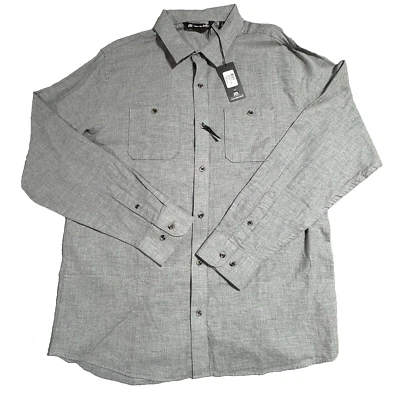 NWT Travis Mathew Mens Cloud Flannel Shirt Large Gray Quiet Shade Stretch - Image 1 of 4