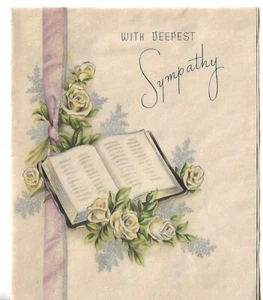 Vintage Card approx 5 X 5.75" - With Deepest Sympathy w/Silver Highlights - Picture 1 of 3