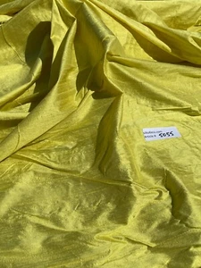 DESIGNER QUALITY IRIDESCENT SILK DUPIONI SLUBBY HAND WOVEN - LEMONY YELLOW!!! - Picture 1 of 4