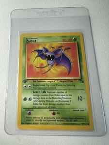 Zubat 1st Edition 57/62 Fossil Common Mint HD Photos Vintage WOTC Pokemon - Picture 1 of 11