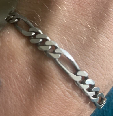 Vintage Sterling Silver 6mm Figaro Bracelet 8" Canada - Image 1 of 4
