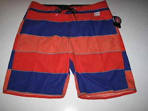 Volcom Men's 36 Orange Purple Stripe Surf Beach 38er Board Shorts - Picture 1 of 2