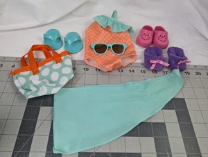 Doll Clothes Swimsuit Wrap Sunglasses Sandals Shoes - Picture 1 of 8