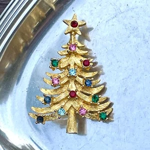 Piedras multicolores doradas MYLU vintage de 2" con prendedor de árbol de Navidad estrella - Imagen 1 de 3