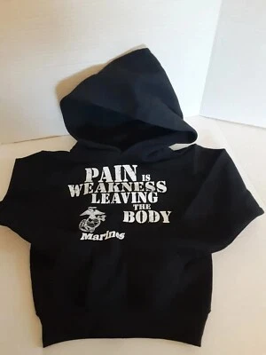Sudadera con Capucha Niños Talla 6/8 Marines Oficial "El Dolor Es Debilidad Dejando El Cuerpo" Foto 1 de 4