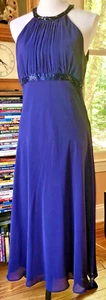 EVAN PICONE BLAU LILA LANGES FORMELLES KLEID DAMEN 12 EMPIRE TAILLE DURCHSICHTIG GEFÜTTERT - Bild 1 von 5