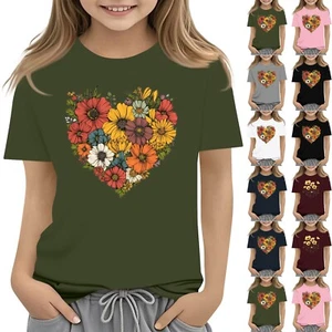 Toddler Girl Boy T-Shirts Kids Top Boys And Girls Printed Short Sleeved T-shirtS - Picture 1 of 33