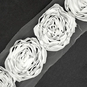 4" Floral Orgaza Ribbon Trim by 1-Yard, SP-2019, Joyce Trim - Picture 1 of 2