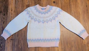 VTG 80s 90s Fair Isle M Pastel Soft Barbiecore Twee Granny Cottage Preppy Fairy - Picture 1 of 13