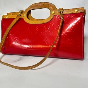 LOUIS VUITTON MonogramVernis Roxbury Drive Bag Handbag 2WAY Shoulder Bag Red - Picture 1 of 22