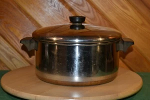 Vintage 1801 Revere Ware 4 1/2 Quart Copper Clad Stock Pot & Lid Clinton Ill GUC - Picture 1 of 11