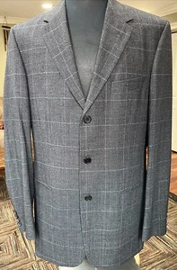 Mens Hugo Boss 2 Piece Suit 3 Button No Vent Black/pink Blue Stripe 40L 33x31 - Picture 1 of 16