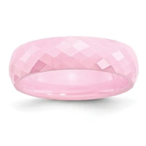 Ceramic Pink Faceted 6mm Polished Band - Picture 1 of 15