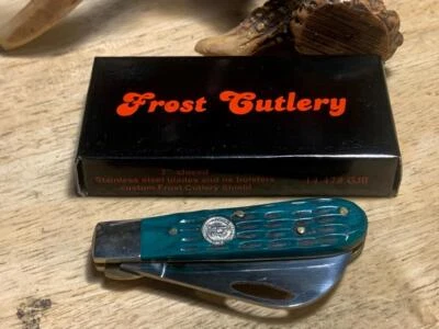 Frost Cutlery Green Pick Bone Little Hawkbill 2 3/4" Linerlock Knife F14478GJB - Image 1 of 4