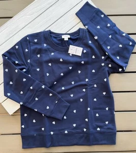 J. Crew Factory Damen "Tipsy Hearts" Grafik Sweatshirt in Navy - Bild 1 von 6