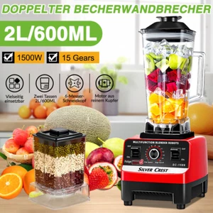 2L Standmixer Smoothie Mixer Blender Kaffeemühle Milchshaker Edelstahl 1500W DE - Bild 1 von 20