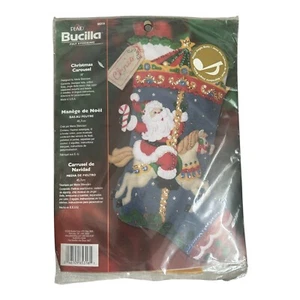 Nuevo Kit de Medias de Fieltro Bucilla Carrusel de Navidad Papá Noel Jingle Bells 85316 - Imagen 1 de 5