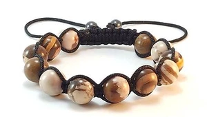 MEN'S PICTURE JASPER Gemstone Beads Shambhala Wrap Yoga Beaded Jewelry Bracelet - Picture 1 of 2
