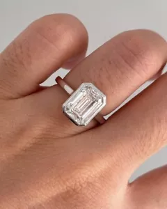 Stunning 2 Carats EMERALD Certified VVS Lab Grown Diamond Ring 10k Gold - Picture 1 of 5