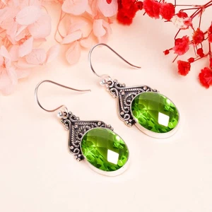 Peridot Gemstone 925 Sterling Silver Jewelry Earring, Handmade Earring - Picture 1 of 4