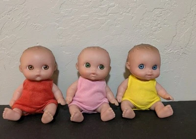 Lot Of 3 JC TOYS 5.5 inch Berenguer Vinyl Baby Dolls Red Pink Yellow  - Image 1 of 4
