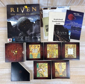 Riven: The Sequel to Myst [4x PC CD-ROM 1997] Juego Big Box con Manuales e Insertos - Imagen 1 de 8