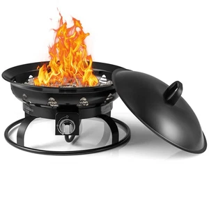 21 Inch Diameter Propane Gas Fire Pit Patio Portable Fire Bowl w/ Cover Igniter - Picture 1 of 10