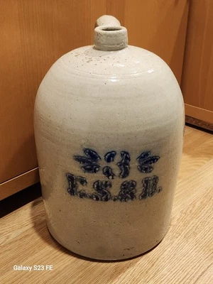 JARRA DE WHISKY STONEWARE, E.S.&B. 3 GALONES, ESMALTADO EN SAL, EXCELENTE ESTADO. Foto 1 de 4