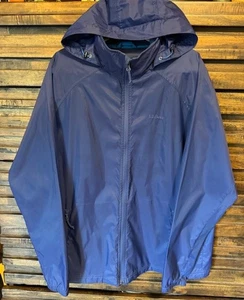 LL Bean Jacket Mens Large Tall Blue Hooded Lightweight Rain Coat Nylon OKBA8 - Picture 1 of 12