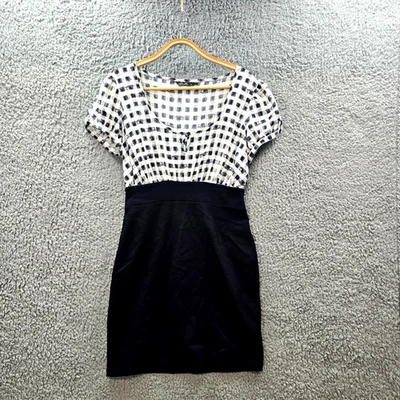 Stella Womens Bodycon Dress Size 12 Black White Chiffon Top Stretch Knit Skirt - image 1 of 4