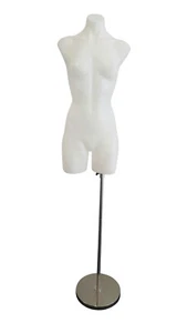 Plastic Female Mannequin Torso + Base Combo White - Picture 1 of 3