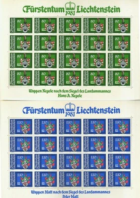 Liechtenstein 1981 ☀ Coats of Arms - 4 Full Sheet of 20 ☀ MNH ** - Image 1 of 2