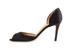 Charles David - schwarze weiche Satin-Heels mit Peeptoe Größe 7,5 - klassische Schönheit - Bild 1 von 6