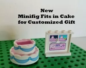 New Lego Birthday Cake with Decorator Computer Screen Minifigure Baker Fig Fits - Picture 1 of 1