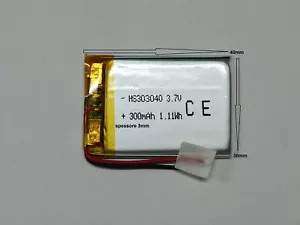 Batterie a litio di polimeri 300mAh codice 303040 basso drenaggio gps,cuffie top - Foto 1 di 3