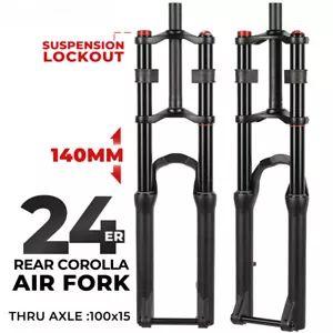 24inch Font Suspension Air Fork Thru Axle 100*15mm for MTB Bike Shock Absorber - Picture 1 of 13