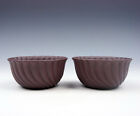 Pair YiXing Zisha Clay Hand Crafted Unique Shaped Tea Cups #06271602