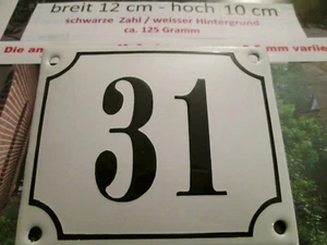Numero civico smaltato n.31 numero nero su sfondo bianco 12 cm x 10 cm - Foto 1 di 12