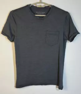 Wool & Prince Men's Small Black Subtle Stripe Wool/Nylon Crew Neck Pocket Tee - Picture 1 of 4