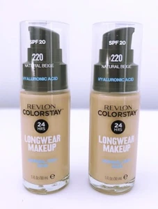 2 x Revlon ColorStay Longwear Makeup Normal/Dry Skin 220 NATURAL BEIGE - Picture 1 of 2