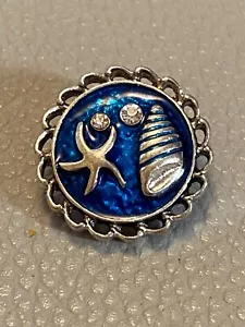 SNAP IN BUTTON CHARM FITS GINGER SNAPS STYLE JEWELRY BEACH THINGS #89 BLUE OCEAN - Picture 1 of 1
